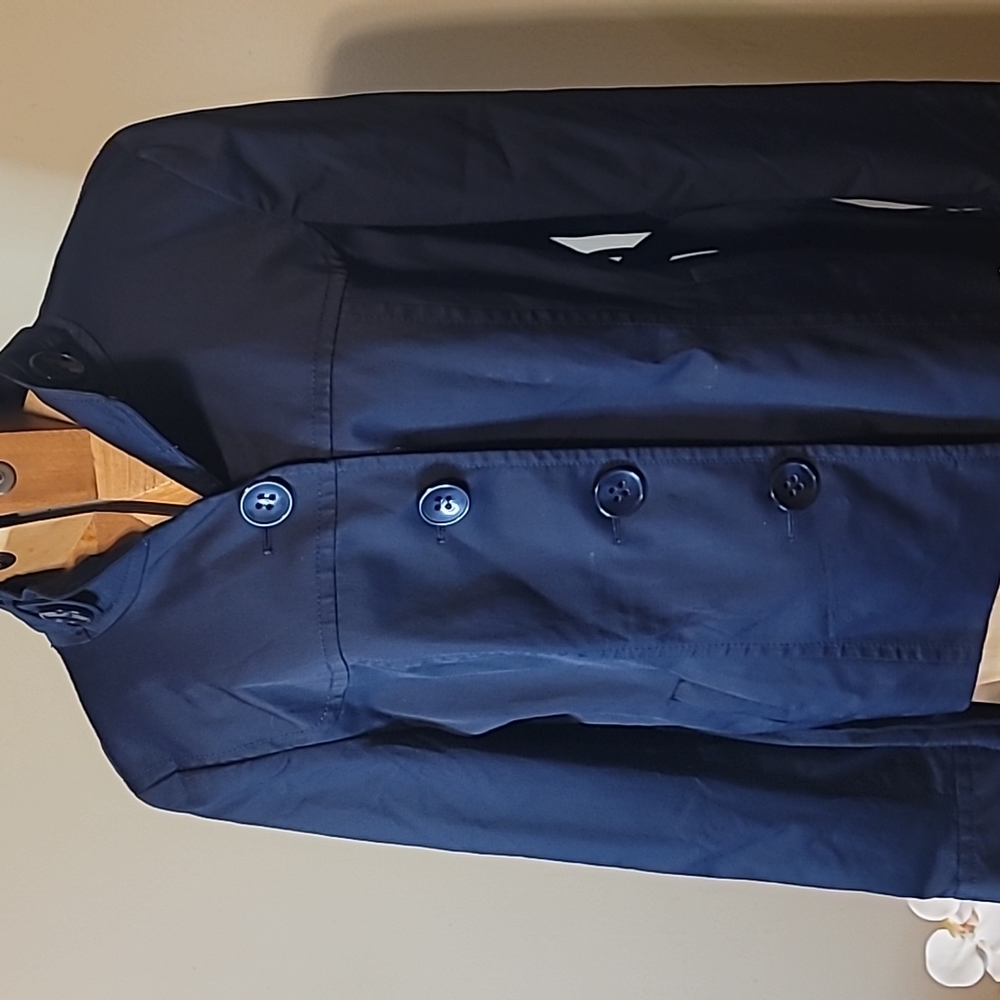 Ann Taylor Loft Navy Jacket w/belt, Sz. L - Picture 6 of 10
